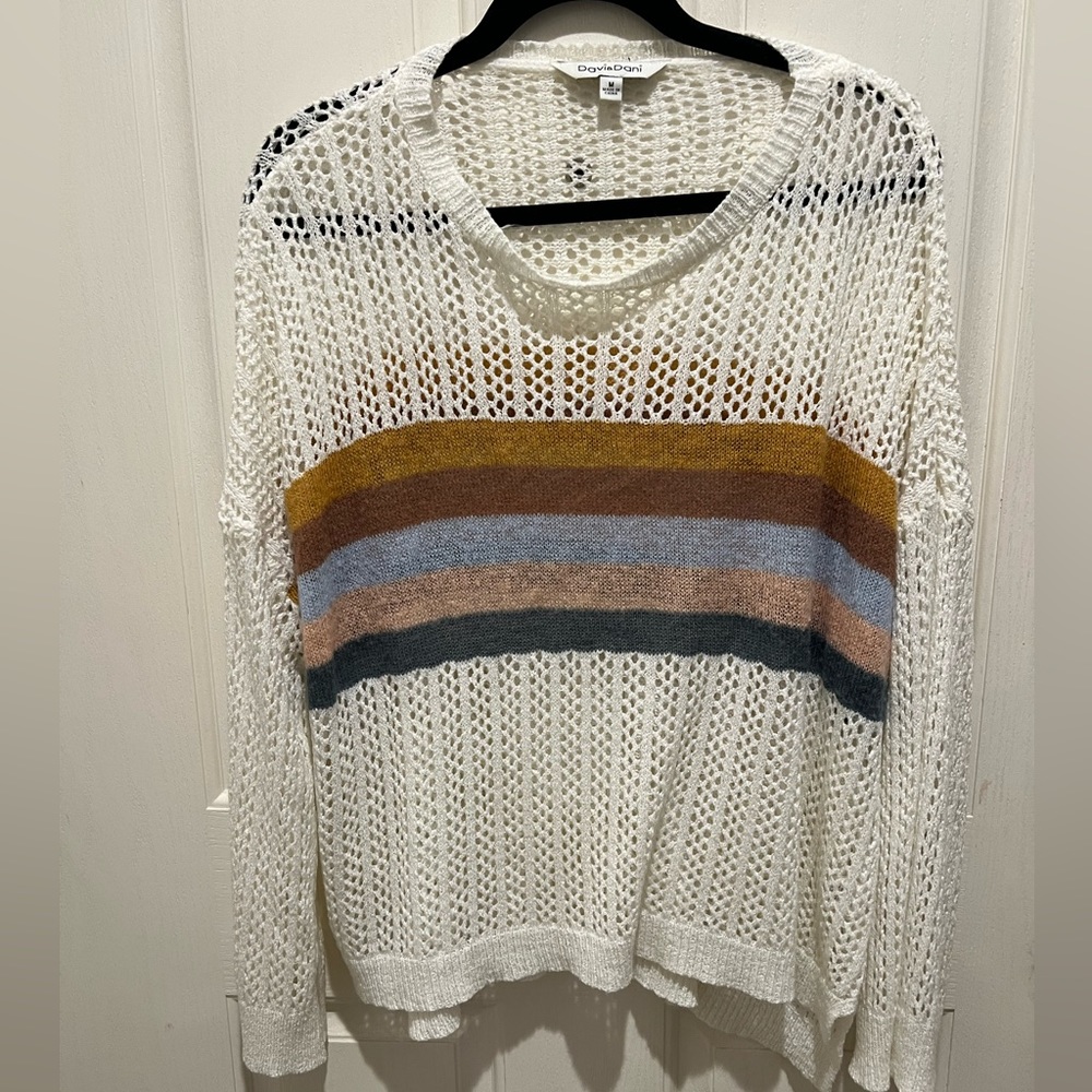 Davi & Dani Rainbow Slouchy Loose‎ Knit Sweater